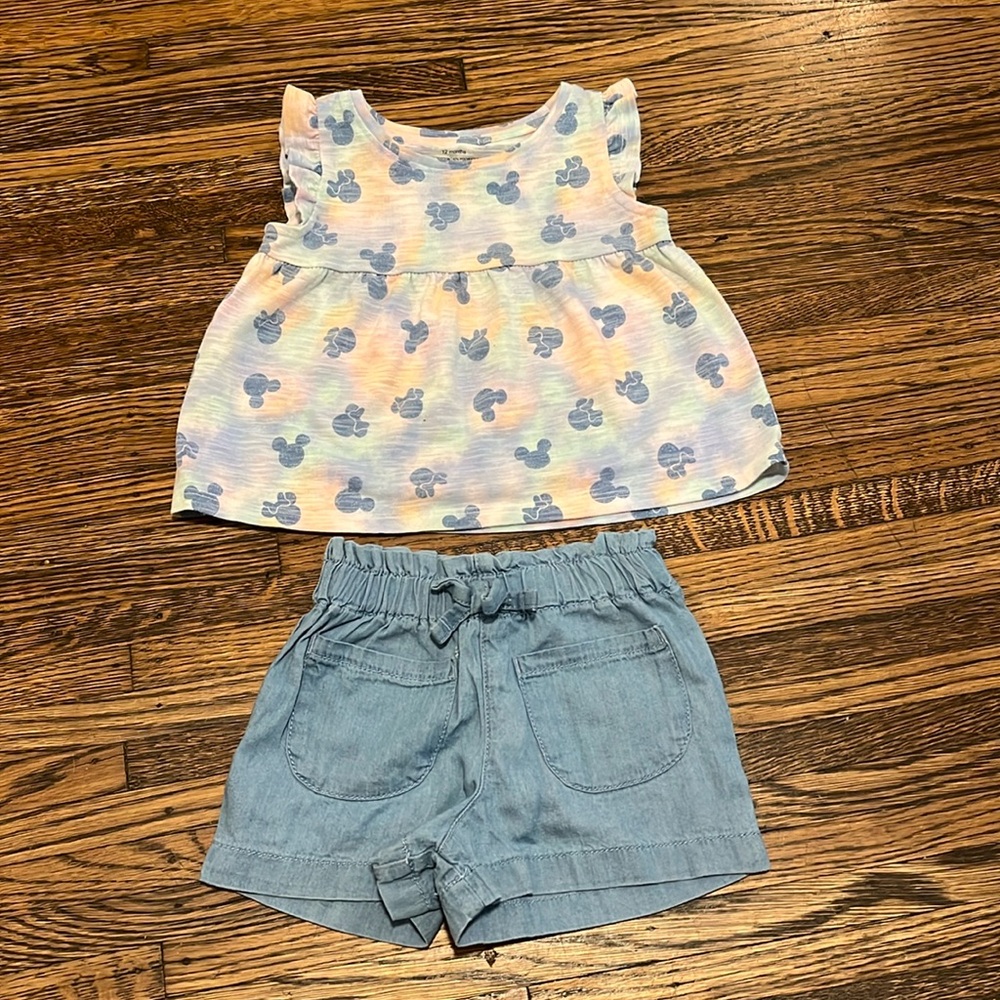 12M Disney top and linen shirts